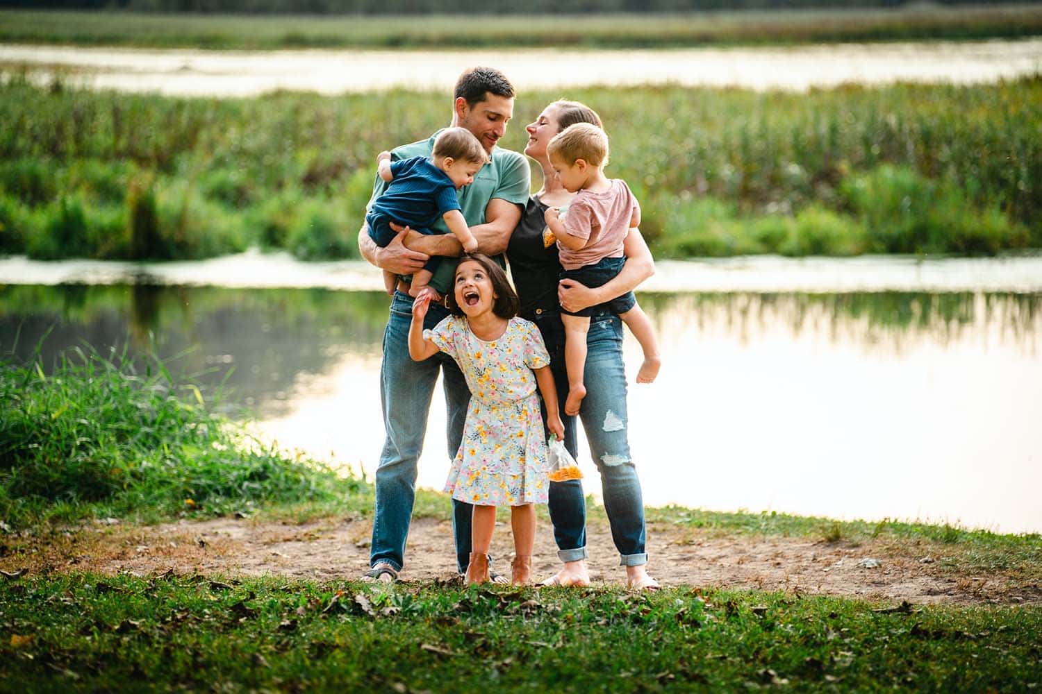 Adirondack Photography Family Portrait By The Lake.
